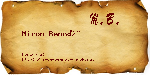 Miron Bennó névjegykártya